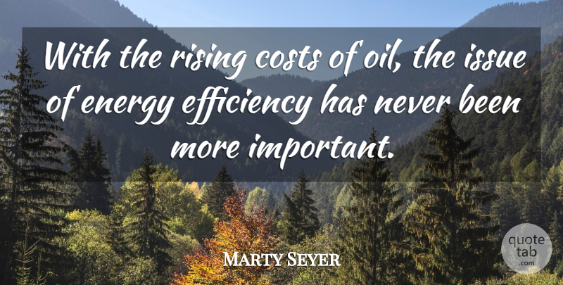 Marty Seyer Quote About Costs, Efficiency, Energy, Issue, Rising: With The Rising Costs Of...