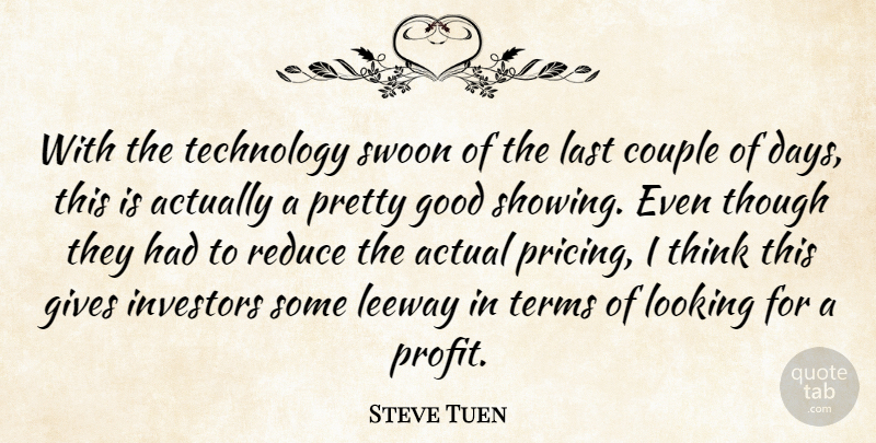 Steve Tuen Quote About Actual, Couple, Gives, Good, Investors: With The Technology Swoon Of...
