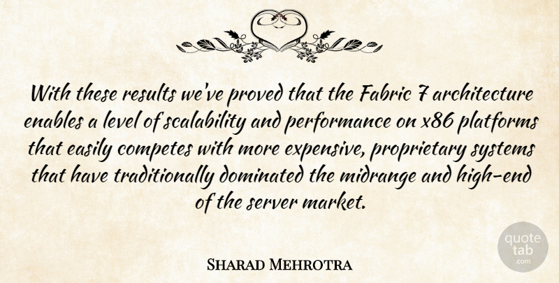 Sharad Mehrotra Quote About Architecture, Dominated, Easily, Enables, Fabric: With These Results Weve Proved...