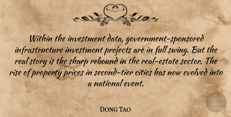Dong Tao Quote About Cities, Evolved, Full, Investment, National: Within The Investment Data Government...