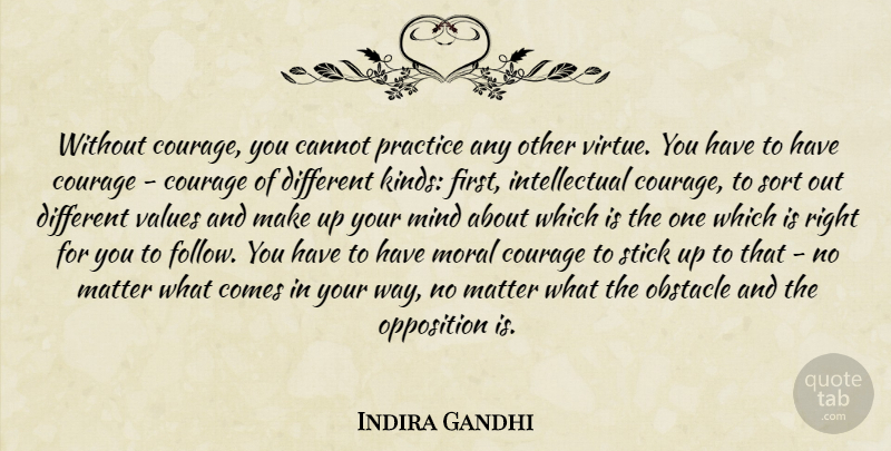 Indira Gandhi Quote About Practice, Mind, Intellectual: Without Courage You Cannot Practice...