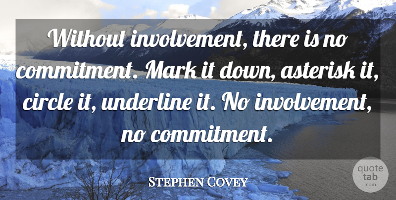 Stephen Covey Quote About Success, Leadership, Commitment: Without Involvement There Is No...