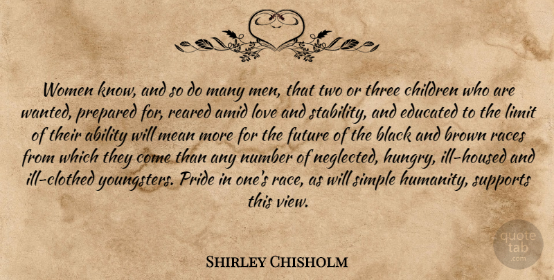Shirley Chisholm Quote About Children, Mean, Pride: Women Know And So Do...