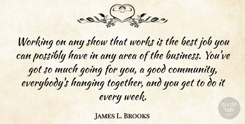 James L. Brooks Quote About Area, Best, Business, Good, Hanging: Working On Any Show That...