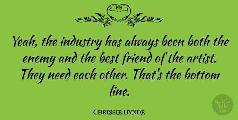 Chrissie Hynde Quote About Friendship, Artist, Enemy: Yeah The Industry Has Always...