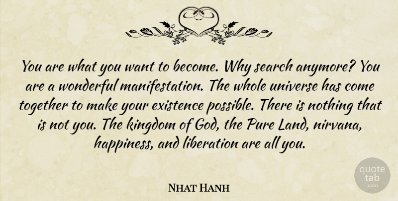 Nhat Hanh Quote About Happiness, Yoga, Land: You Are What You Want...