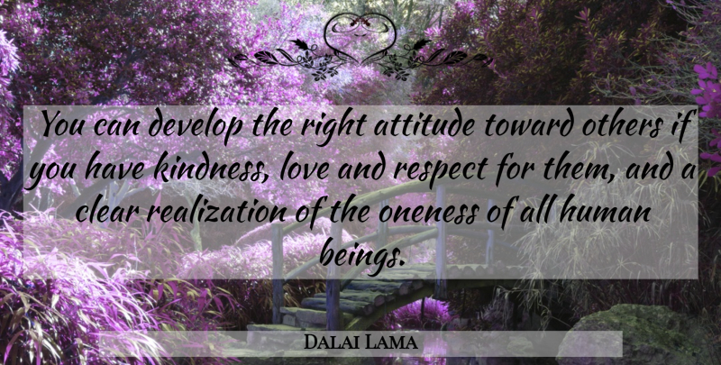 Dalai Lama Quote About Attitude, Kindness, Oneness: You Can Develop The Right...