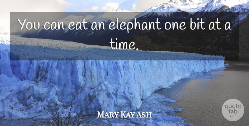 Mary Kay Ash Quote About Persistence, Elephants, Bits: You Can Eat An Elephant...