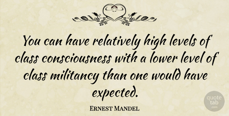 Ernest Mandel Quote About Class, Levels, Consciousness: You Can Have Relatively High...