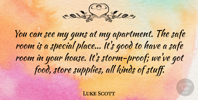 Luke Scott Quote About Gun, House, Storm: You Can See My Guns...