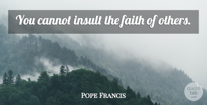 Pope Francis Quote About Insult: You Cannot Insult The Faith...