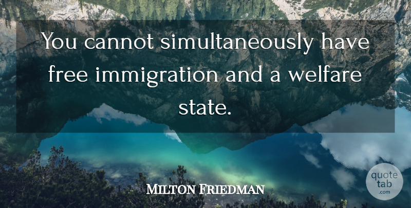 Milton Friedman Quote About Immigration, Welfare, States: You Cannot Simultaneously Have Free...