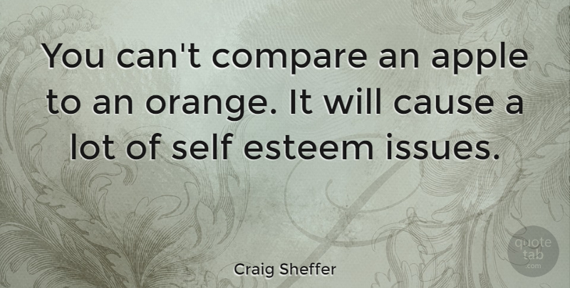 Craig Sheffer Quote About Self Esteem, Apples, Orange: You Cant Compare An Apple...