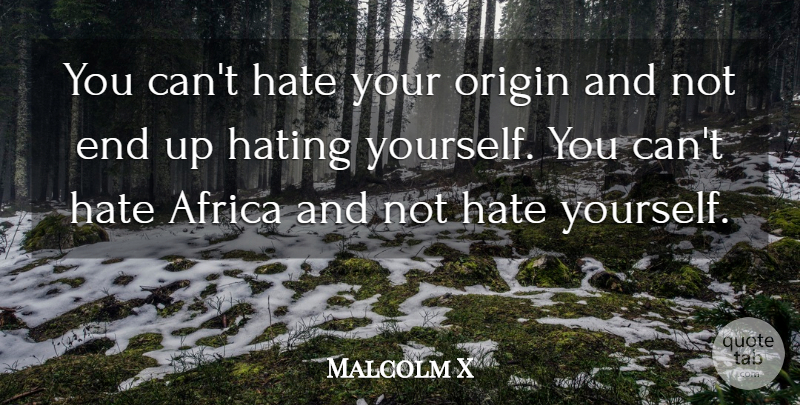 Malcolm X Quote About Hate, Hate You, Ends: You Cant Hate Your Origin...