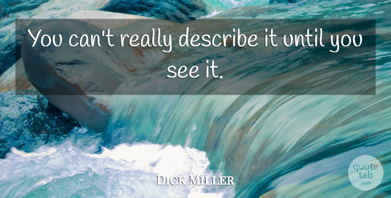 Dick Miller Quote About Describe, Until: You Cant Really Describe It...