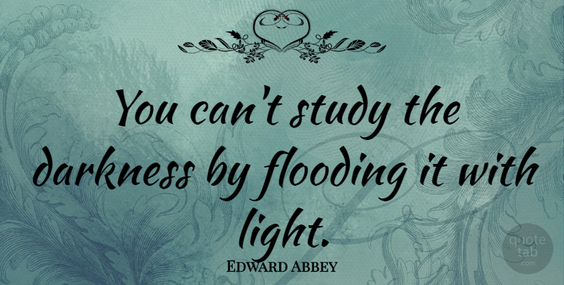 Edward Abbey Quote About Education, Illumination, Light: You Cant Study The Darkness...