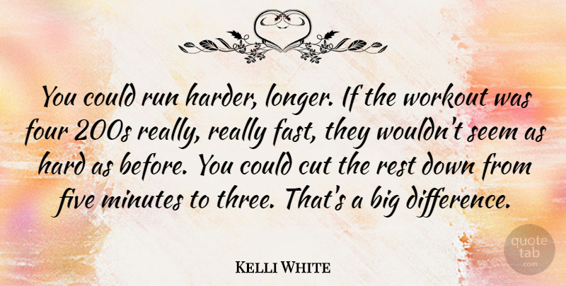 Kelli White Quote About Running, Workout, Cutting: You Could Run Harder Longer...