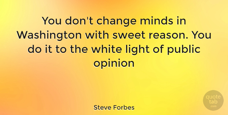 Steve Forbes Quote About Sweet, White, Light: You Dont Change Minds In...