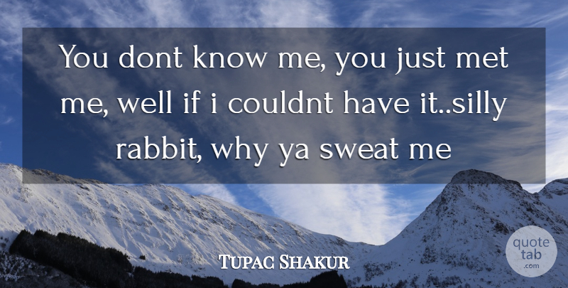 Tupac Shakur Quote About Silly, Rapper, Sweat: You Dont Know Me You...