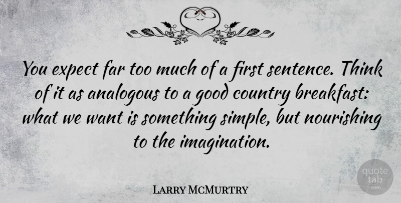 Larry McMurtry Quote About American Writer, Country, Expect, Far, Good: You Expect Far Too Much...
