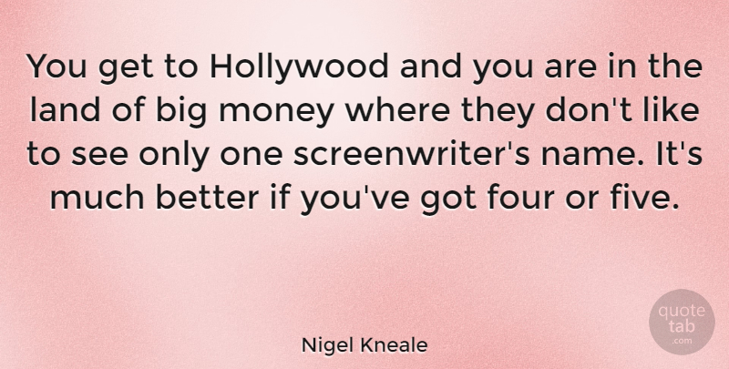 Nigel Kneale Quote About Land, Names, Four: You Get To Hollywood And...