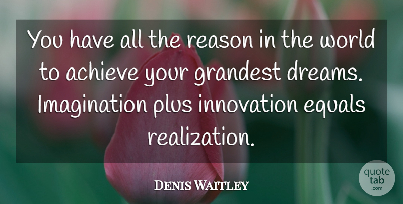 Denis Waitley Quote About Dream, Wild Imagination, Vivid Imagination: You Have All The Reason...