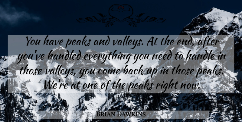 Brian Dawkins Quote About Handled, Peaks: You Have Peaks And Valleys...