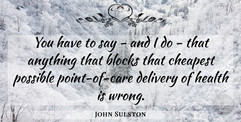 John Sulston Quote About Blocks, Cheapest, Delivery, Health: You Have To Say And...