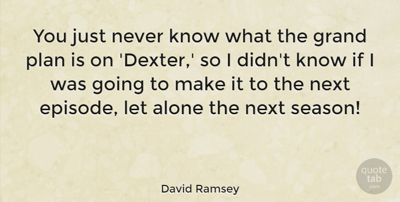 David Ramsey Quote About Alone, Grand, Next: You Just Never Know What...
