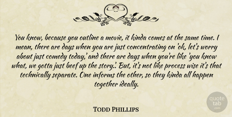 Todd Phillips Quote About Wise, Mean, Worry: You Know Because You Outline...