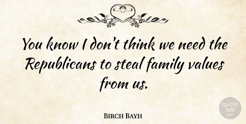 Birch Bayh Quote About Thinking, Needs, Republican: You Know I Dont Think...