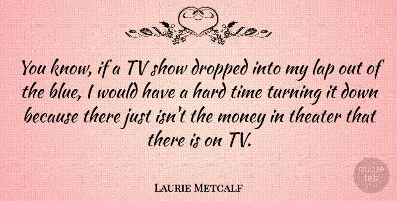 Laurie Metcalf Quote About Dropped, Hard, Lap, Money, Theater: You Know If A Tv...