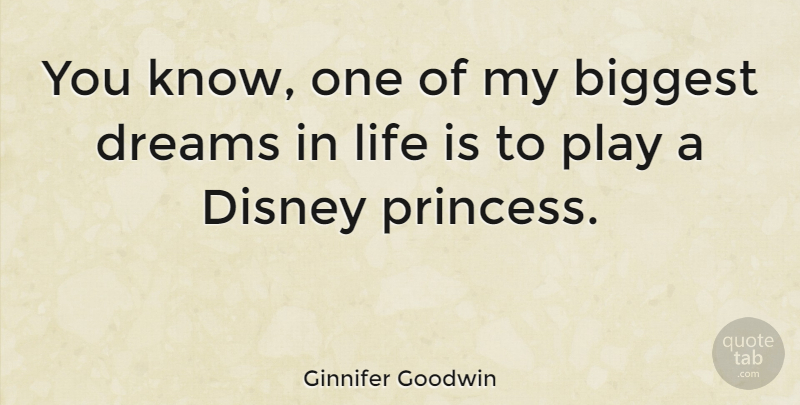 Ginnifer Goodwin Quote About Dream, Princess, Play: You Know One Of My...