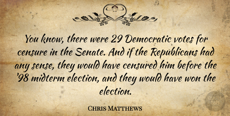 Chris Matthews Quote About Censure, Votes: You Know There Were 29...