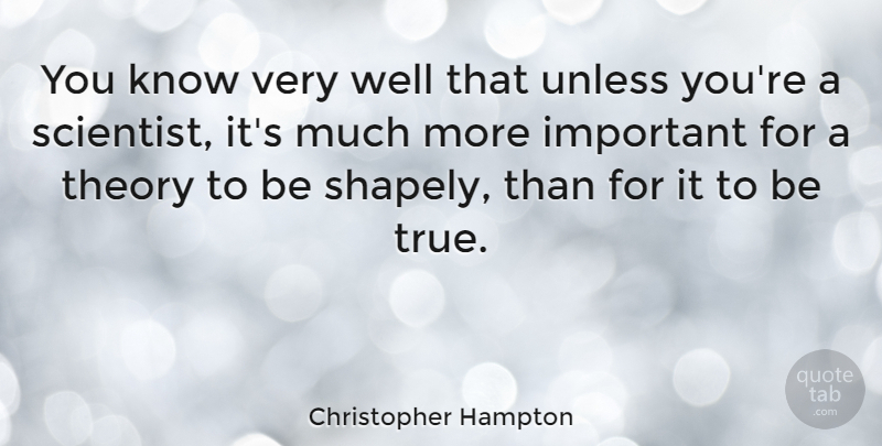 Christopher Hampton Quote About Important, Scientist, Theory: You Know Very Well That...