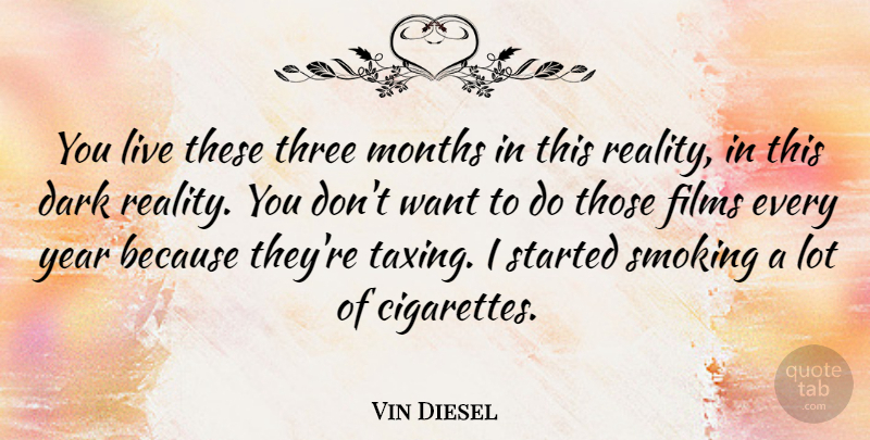 Vin Diesel Quote About Dark, Marijuana, Reality: You Live These Three Months...