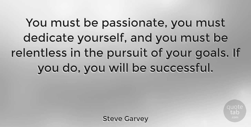 Steve Garvey Quote About Successful, Goal, Passionate: You Must Be Passionate You...