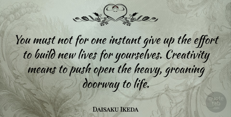 Daisaku Ikeda Quote About Giving Up, Creativity, Mean: You Must Not For One...