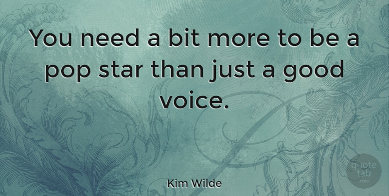Kim Wilde Quote About Stars, Voice, Needs: You Need A Bit More...