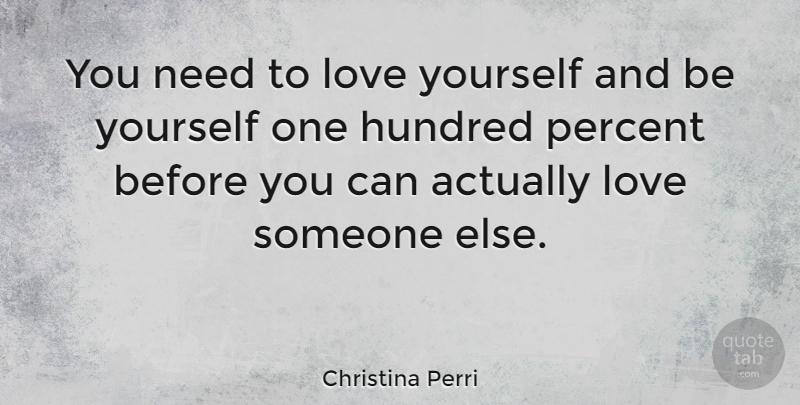 Christina Perri Quote About Being Yourself, Love Yourself, Needs: You Need To Love Yourself...