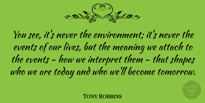 Tony Robbins Quote About Life, Motivational, Spiritual: You See Its Never The...