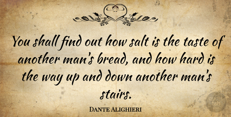 Dante Alighieri Quote About Men, Way, Taste: You Shall Find Out How...