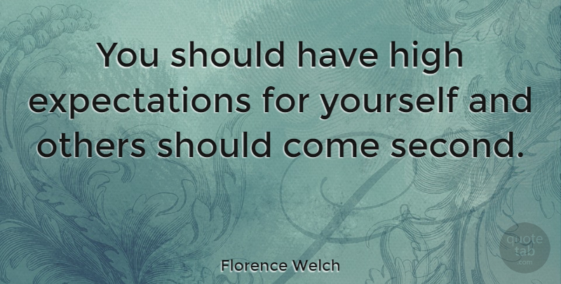 Florence Welch Quote About Should Have, Expectations, Expectations Of Yourself: You Should Have High Expectations...