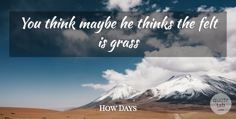 How Days Quote About Felt, Grass, Maybe, Thinks: You Think Maybe He Thinks...