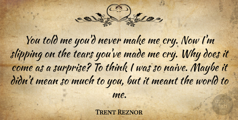 Trent Reznor Quote About Maybe, Mean, Meant, Tears: You Told Me Youd Never...