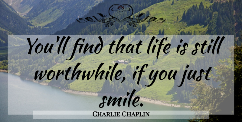 Charlie Chaplin Quote About Life, Smile, Cheer Up: Youll Find That Life Is...
