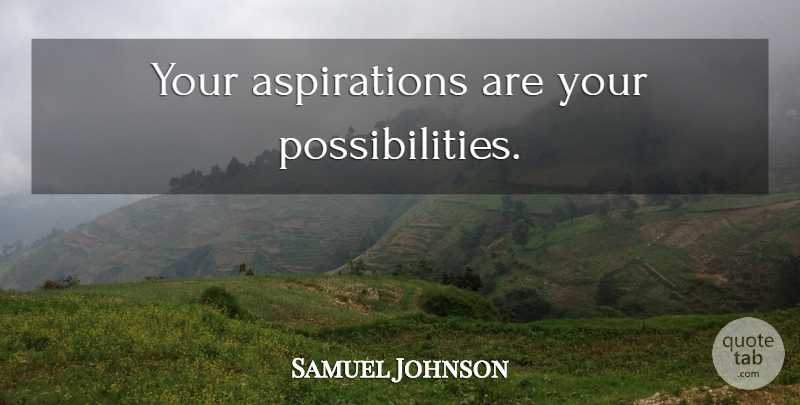 Samuel Johnson Quote About Attitude, Possibility, Aspiration: Your Aspirations Are Your Possibilities...
