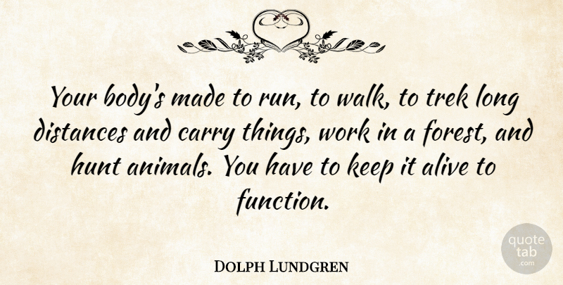 Dolph Lundgren Quote About Running, Distance, Animal: Your Bodys Made To Run...