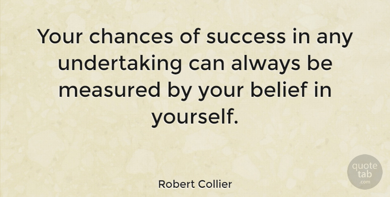Robert Collier Quote About Belief, Chances, Measured, Success: Your Chances Of Success In...