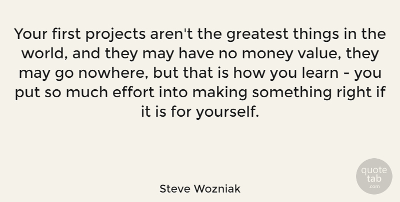 Steve Wozniak Quote About Learn, Money, Projects: Your First Projects Arent The...